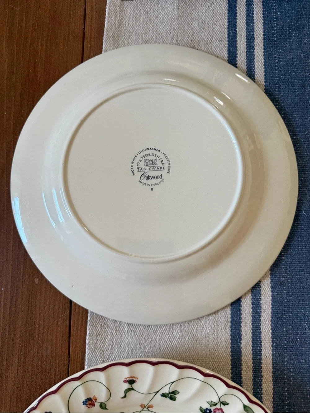 3 Staffordshire tableware Oakwood Dinner Plates 10” Red Rim NWOT